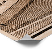 9 Panel Sepia Version de L'Isle Wereldkaart Lijst  Poster (Hoek)