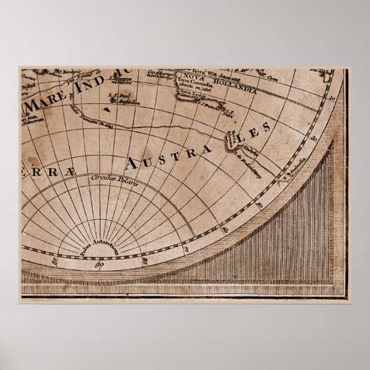 9 Panel Sepia Version de L'Isle Wereldkaart Lijst Poster (Voorkant)