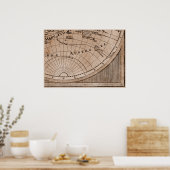 9 Panel Sepia Version de L'Isle Wereldkaart Lijst Poster (Keuken)