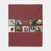 9 PET-herdenkingsfoto-collage Instagram-naamcadeau Fleece Deken (Voorkant)