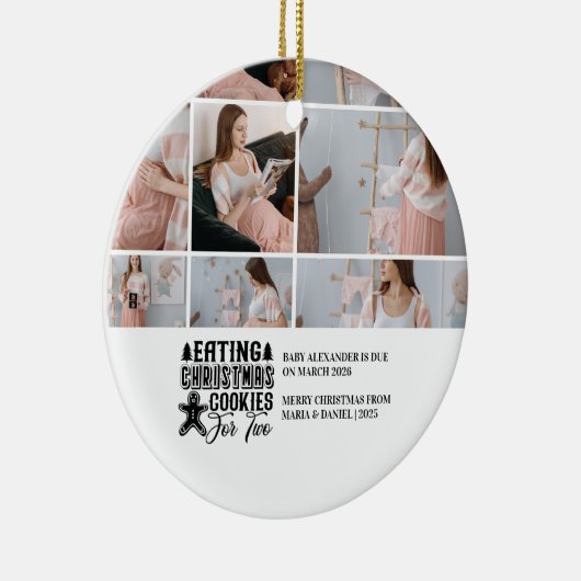 9 Photo Christmas Cookies for 2 Pregnancy  Keramisch Ornament (Rechts)