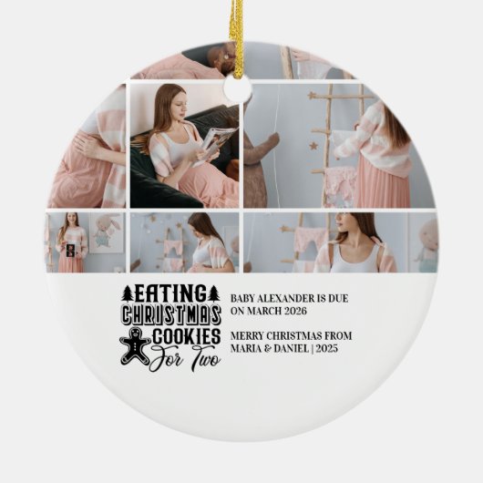 9 Photo Christmas Cookies for 2 Pregnancy  Keramisch Ornament (Achterkant)