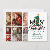 9 Photo Christmas Tree Lights First Christmas Feestdagenkaart (Voorkant)