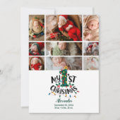 9 Photo Christmas Tree Lights First Christmas Feestdagenkaart (Voorkant)