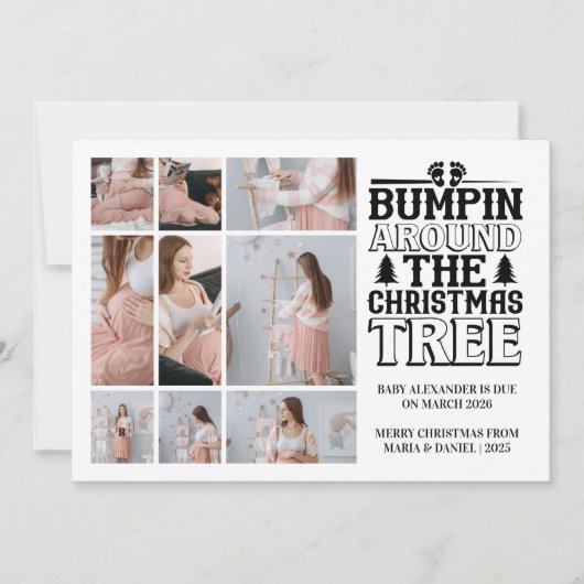 9 Photo Christmas Tree Pregnancy Announcement Feestdagenkaart (Voorkant)