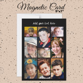 9 photo collage add text black magnetic card magnetische uitnodiging