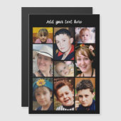 9 photo collage add text black magnetic card magnetische uitnodiging (Voorkant / Achterkant)
