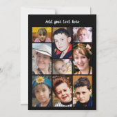 9 photo collage add text black magnetic card magnetische uitnodiging (Voorkant)