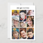 9 photo collage add text white magnetic card magnetische uitnodiging (Voorkant)