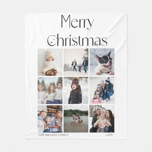 9 photo collage grid elegant Christmas Fleece Deken (Voorkant)