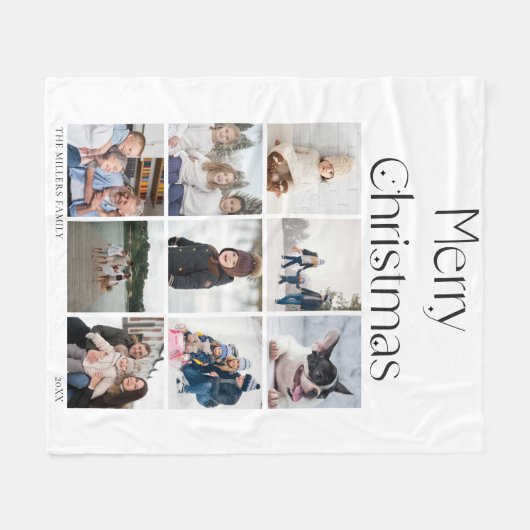 9 photo collage grid elegant Christmas Fleece Deken (Voorkant (Horizontaal))