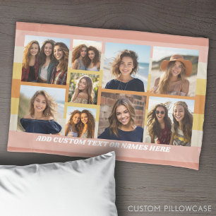 9 Photo Collage Minimalist - Gouden Koraal Strepen Kussensloop