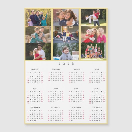 9 Photo Collage Personalized 2026 Family Calendar (Voorkant)