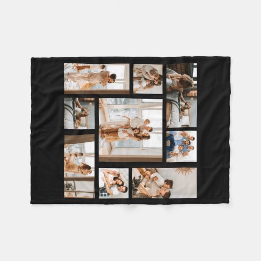 9 Photo Collage Template Fleece Deken (Voorkant (Horizontaal))