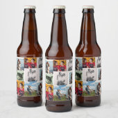 9 Photo Custom Personalized Collage Bier Etiket (Flessen)