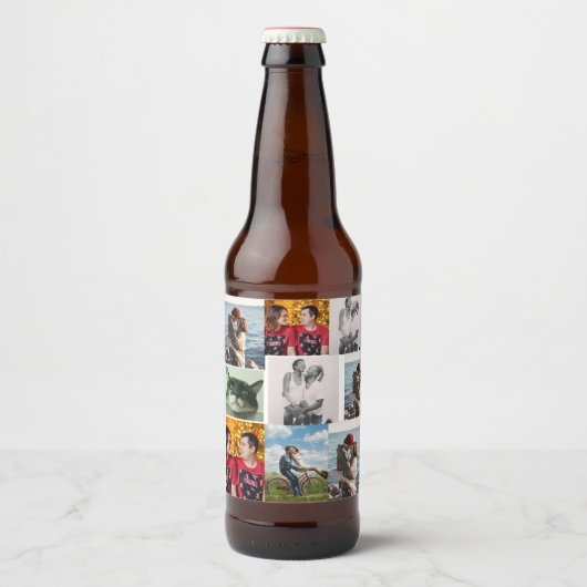 9 Photo Custom Personalized Collage Bier Etiket (Voorkant)