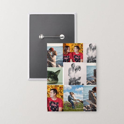 9 Photo Custom Personalized Collage Button (Voorkant / Achterkant)