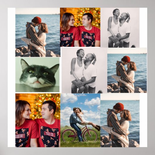 9 Photo Custom Personalized Collage Poster (Voorkant)