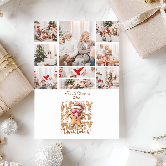 9 Photo Cute Gingerbread  Merry Christmas  Feestdagenkaart