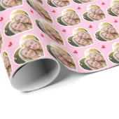 9 Photo Cute Love Heart Elegant Pink Pattern Cadeaupapier (Rol Hoek)