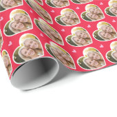 9 Photo Cute Love Heart Elegant Red Pink Pattern Cadeaupapier (Rol Hoek)