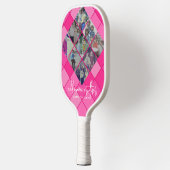 9 Photo Diamond Pattern Collage - Hot Pink Girly Pickleball Paddle (Links)