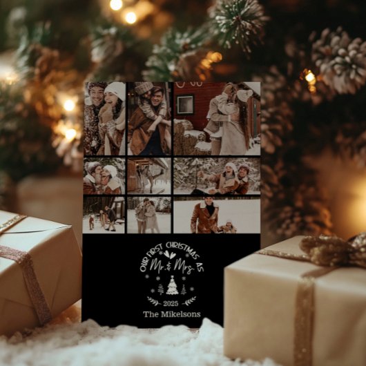 9 Photo First Christmas as Mr. & Mrs Feestdagenkaart