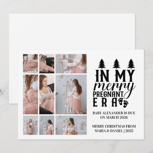 9 Photo In My Merry Pregnant Era Christmas Feestdagenkaart (Voorkant / Achterkant)