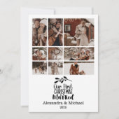 9 Photo Minimialist Our First Christmas Married Feestdagenkaart (Voorkant)