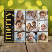 9 Photo Offset - Bold Merry - Black en Gold - Feestdagenkaart