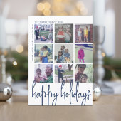 9 Photo Offset - Happy Holidays Navy Holiday Card Feestdagenkaart