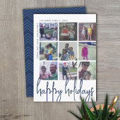 9 Photo Offset - Happy Holidays Navy Holiday Card Feestdagenkaart