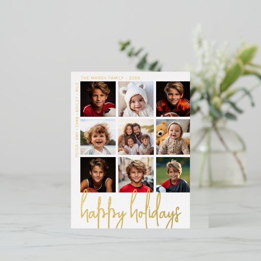 9 Photo Offset - Prettige feestdagen - zwart en go (Staand Voorkant)