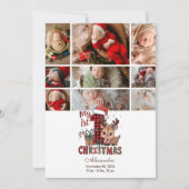 9 Photo Plaid Reindeer First Christmas Feestdagenkaart (Voorkant)