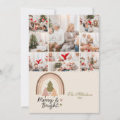 9 Photo Retro Rainbow Merry & Bright  Feestdagenkaart (Voorkant)