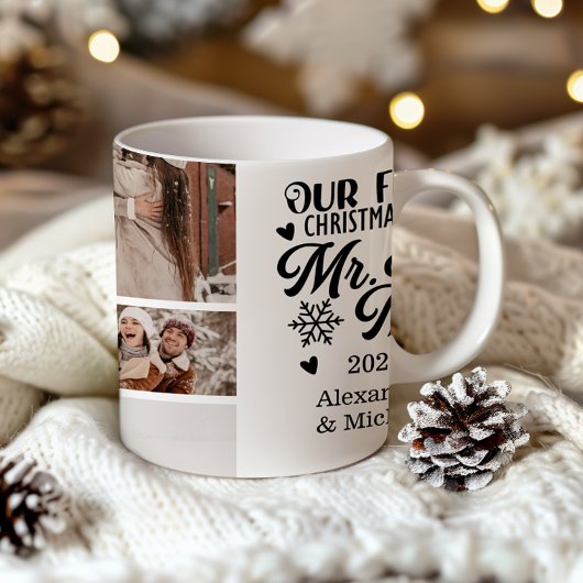 9 Photo Snowflakes Christmas Mr and Mrs Tweekleurige Koffiemok