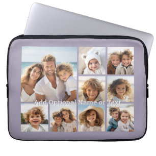 9 Photo Square Collage - met tekst - orchidee paar Laptop Sleeve