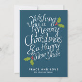 9 Photo Whimsical Calligraphy kerst HNY Feestdagenkaart (Voorkant)