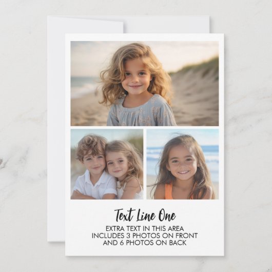 9 Photos - 3 Front, 6 Back - Black Text on White Kaart (Voorkant)