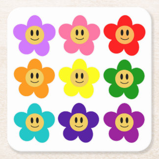 9 Rainbow Pride Color Flowers LGBT Kartonnen Onderzetters