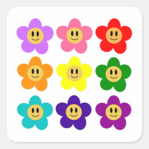 9 Regenboog trots Kleur Bloemen LGBT Vierkante Sticker
