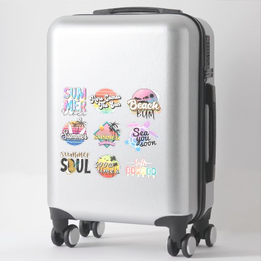 9 Retro Neon Tropical Summer Beach Sticker (Koffer)