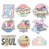 9 Retro Neon Tropical Summer Beach Sticker (Voorkant)