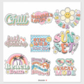9 Retro Tropical Summer Beach Neon Sticker (Vel)