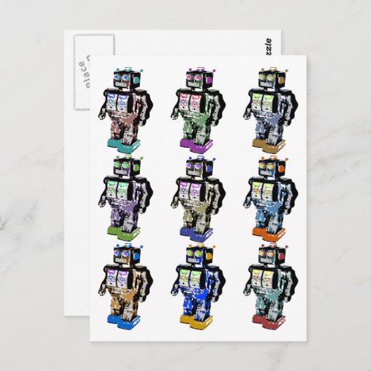 9 Robots gekleurd Briefkaart (Voorkant / Achterkant)