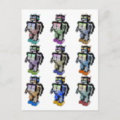 9 Robots gekleurd Briefkaart (Voorkant)