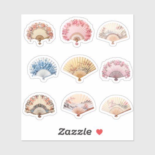 9 Rococo Hand Fan Custom-Cut Vinyl Sticker (Vel)