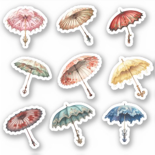 9 Rococo Parasol op maat gesneden vinyl Sticker (Voorkant)