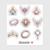 9 Rococo sieraden op maat gesneden vinyl Sticker (Vel)