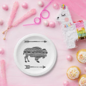 9"Rond Document Bord Boho Buffalo Tribal Pattern B (Feest)